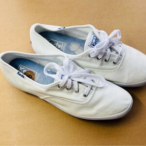 Keds White Canvas Sneakers with Lace-Up Design